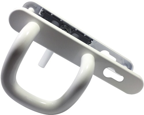 Mânere ușă mobil/fix cu șild Omega 85/225 mm alb, pentru tâmplărie PVC/aluminiu-0