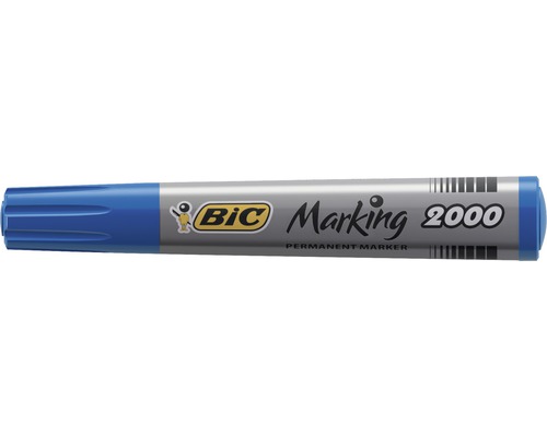 Marker permanent Bic 2000 albastru, vârf de scriere în formă rotunjită