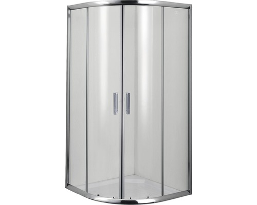 Cabină de duș semirotundă Q90C sticlă securizată transparentă tratată Easy-Clean profil cromat 90x90x190 cm-0