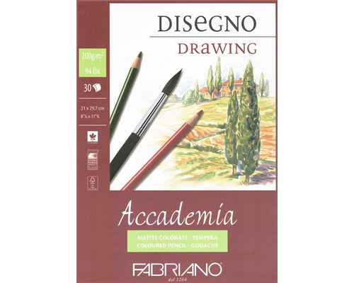 Bloc pentru desen Accademia Fabriano 21x29,7 cm, 30 foi