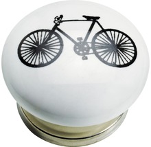 Buton pentru mobilă Hettich Colours & Kids Ø40 mm, ceramică albă/imagine bicicletă-thumb-0