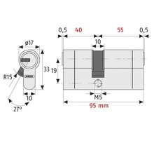 Cilindru de siguranță dublu Abus D10NPA 40/55 mm, 5 chei, protecție anti-găurire-thumb-4