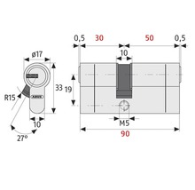 Cilindru de siguranță dublu Abus D6PSN 30/50 mm, 5 chei, protecție anti-găurire-thumb-5