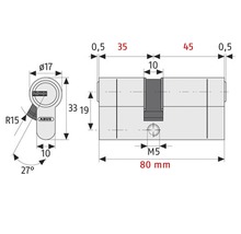 Cilindru de siguranță dublu Abus D10NPA 35/45 mm, 5 chei, protecție anti-găurire-thumb-4
