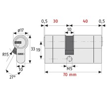 Cilindru de siguranță dublu Abus D10NPA 30/40 mm, 5 chei, protecție anti-găurire-thumb-4