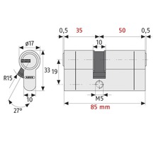 Cilindru de siguranță dublu Abus D10NPA 35/50 mm, 5 chei, protecție anti-găurire-thumb-3