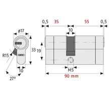 Cilindru de siguranță dublu Abus D10NPA 35/55 mm, 5 chei, protecție anti-găurire-thumb-3