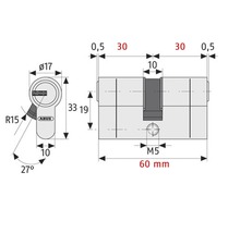 Cilindru de siguranță dublu Abus D45N 30/30 mm, 5 chei, protecție anti-găurire-thumb-2