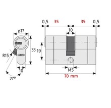 Cilindru de siguranță dublu Abus E45N 35/35 mm, 3 chei-thumb-3