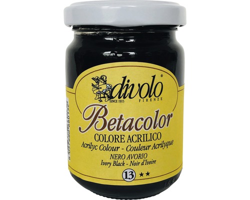 Culoare acrilică Betacolor Divolo 13 Ivory Black 125 ml-0