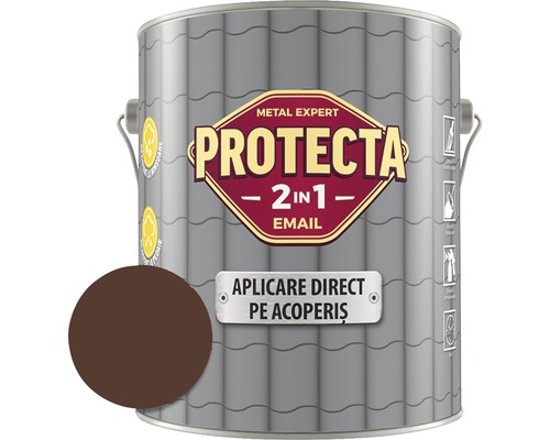 Email alchidic Protecta 2 în 1 - Aplicare direct pe acoperiș, maro ciocolatiu, 4 l