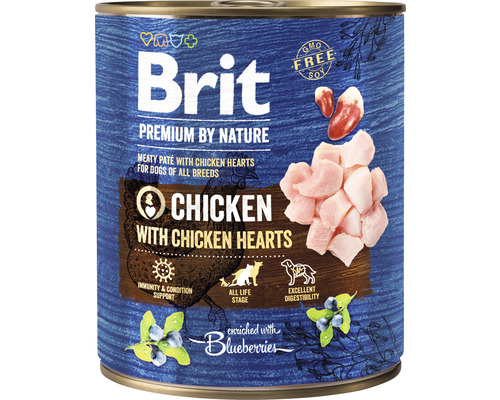 Hrană umedă pentru câini Brit Premium by Nature All Breeds cu pui și inimă fără cereale 800 g