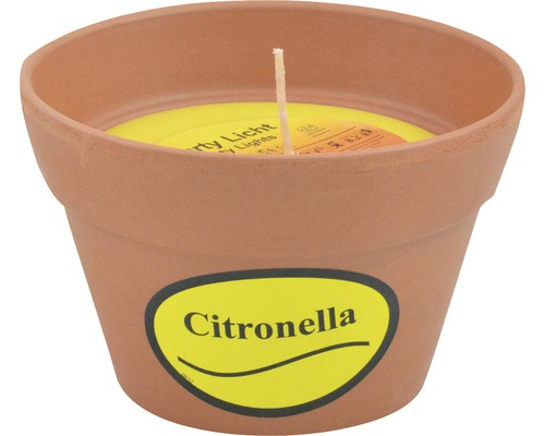 Lumânare Citronella, suport ghiveci din lut, Ø 11,5 cm, H 7,5 cm, galben
