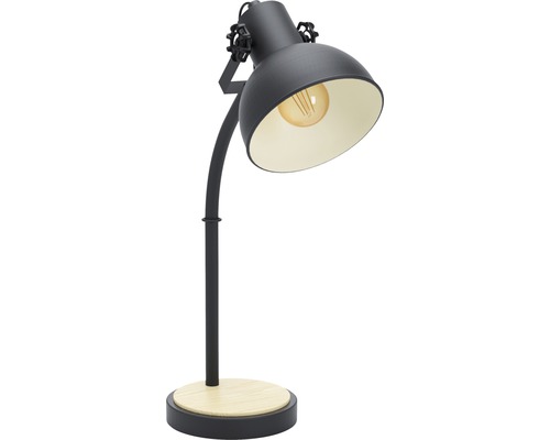 Lampă de birou Lubenham E27 max. 1x28W, negru/lemn