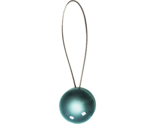 Magnet decorativ Pearls pentru perdea - cu fir metalic de fixare, turcoaz