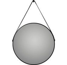 Oglindă DSK rotundă cu margine și curea negru mat Ø 60 cm-thumb-0
