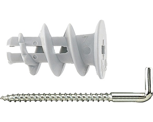 Dibluri plastic autoforante cu cârlig Fischer GK-WH 4,2x40 mm, pachet 5 bucăți, pentru gipscarton, incl. unealtă de montaj