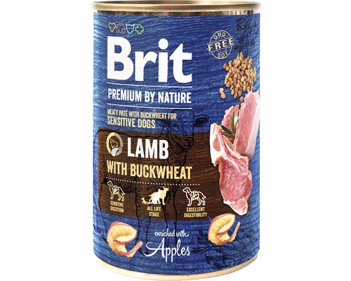 Hrană umedă pentru câini Brit Premium by Nature, miel & hrișcă, 400 g-0