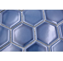 Mozaic HX 530 hexagon albastru verde lucios 32,5x28,1 cm-thumb-3