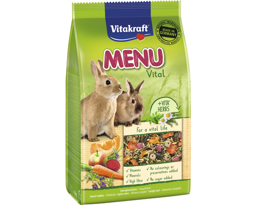 Hrană pentru iepuri pitici, meniu Vitakraft Vital, 3 kg-0