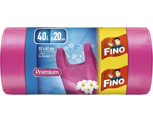 Saci menajeri Fino Premium 40L 52x62 cm, cu mânere, parfumați, rolă 20 bucăți