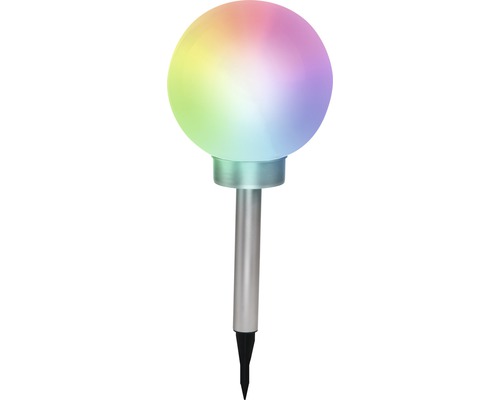 Lampă solară sferă cu LED RGBW Ø200 mm, culori interschimbabile