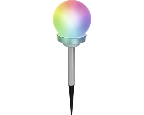 Lampă solară sferă cu LED RGBW Ø100 mm, culori interschimbabile