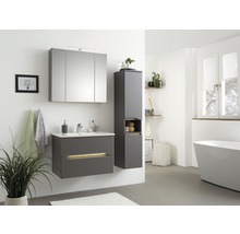 Dulap baie cu oglindă pelipal Capri, 3 uși, 80x70 cm gri cuarț mat-thumb-11