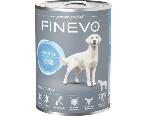 Hrană umedă pentru câini FINEVO Sensitive/Hypoallergen cu carne de cal 400 g-0