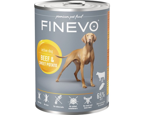 Hrană umedă pentru câini FINEVO Active cu vită și cartof dulce 400 g