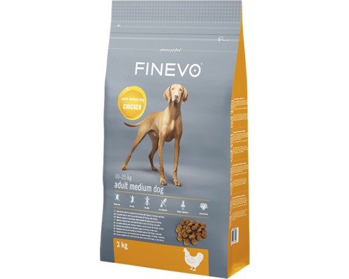 Hrană uscată pentru câini FINEVO Adult M cu pui 3 kg