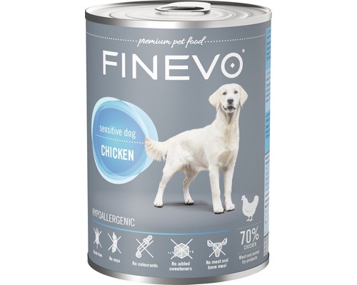 Hrană umedă pentru câini FINEVO Sensitive cu pui 400 g
