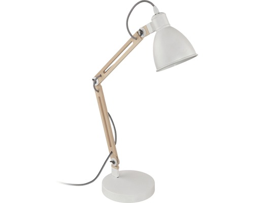 Lampă de birou Torona E14 max. 1x28W, alb/lemn natur-0