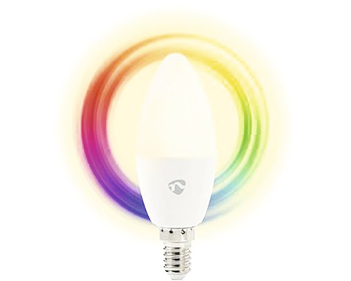 Bec LED RGBW variabil Nedis SmartLife E14 4,5W 350 lumeni, glob mat lumânare, WiFi-0