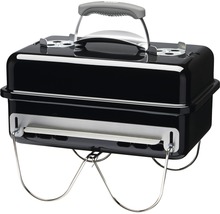 Grătar portabil cu cărbuni Weber Go-Anywhere 53x31 cm negru bază și capac cu email de porțelan incl. cupă măsurare brichete, picioare din oțel placat pivotante, mâner capac cu scut termic-thumb-1