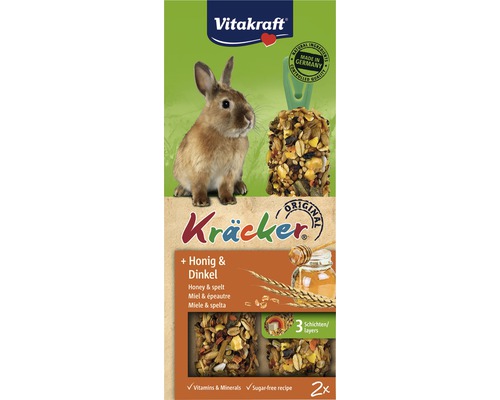 Gustare pentru iepuri pitici, Vitakraft, Kräcker® cu miere 2 buc, 112 g