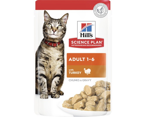 Hrană umedă pentru pisici Hill's Adult, curcan, plic, 85 g-0