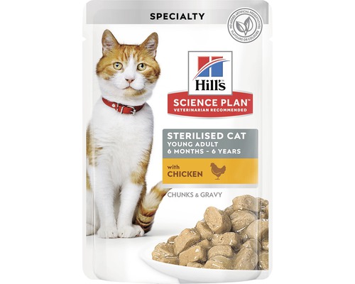 Hrană umedă pentru pisici Hill's Sterilised Young Adult cu pui în sos 85 g