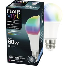 Bec LED RGBW variabil Flair Viyu E27 9,5W 806 lumeni, glob mat A60, compatibil smart-home-thumb-3