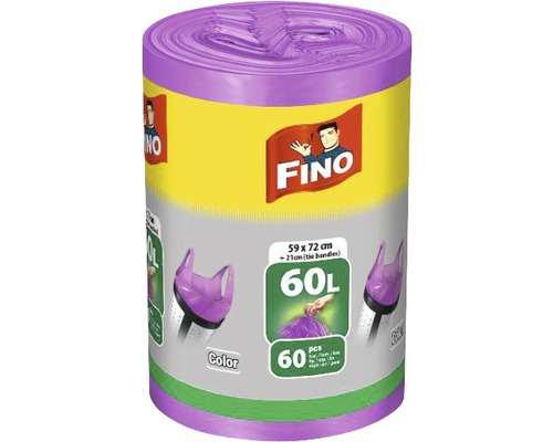 Saci menajeri Fino Color 60L 59x72 cm, cu mânere, rolă 60 bucăți