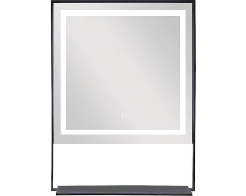 Oglindă pătrată Sanotechnik Soho ZI310 60x80 cm, cu iluminare indirectă și etajeră, negru mat-0