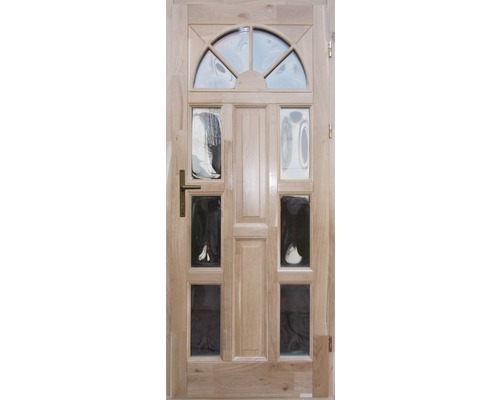 Ușă de intrare din lemn pentru exterior 1/6 stejar lăcuit 90x210 cm dreapta