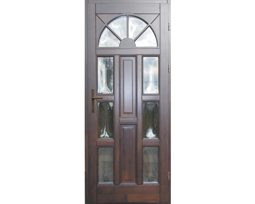 Ușă de intrare din lemn pentru exterior 1/6 molid nuc 90x210 cm dreapta