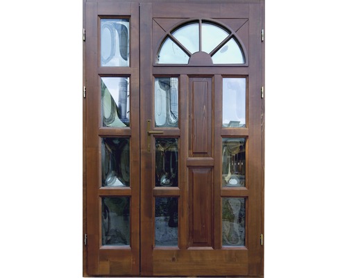 Ușă de intrare din lemn pentru exterior 1/6 molid nuc 140x210 cm dreapta