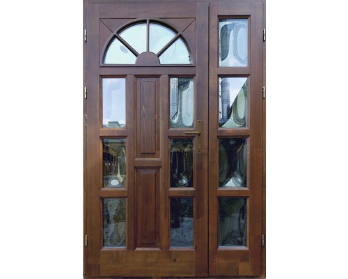 Ușă de intrare din lemn pentru exterior 1/6 molid nuc 140x210 cm stânga