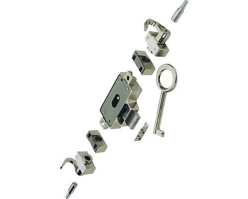 Încuietoare cu cârlige rotative Hettich, tragere ușă spre stânga, 1 cheie, oțel nichelat-0