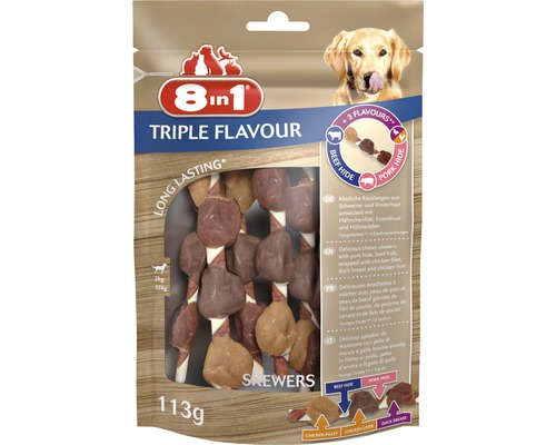 Recompensă pentru câini 8în1 Triple Flavour Skewers 6 buc.-0