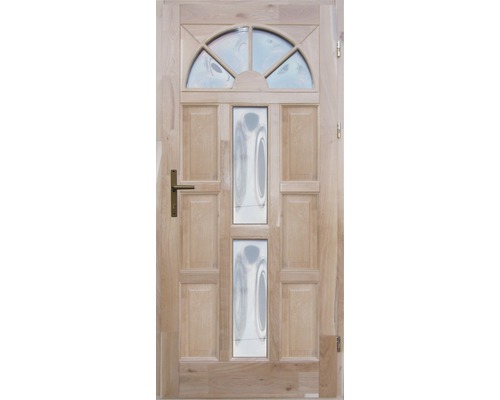 Ușă de intrare din lemn pentru exterior 1/2 stejar lăcuit 100x210 cm dreapta-0