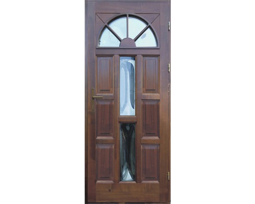 Ușă de intrare din lemn pentru exterior 1/2 molid nuc 90x210 cm dreapta