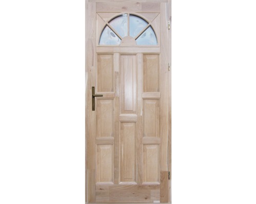 Ușă de intrare din lemn pentru exterior 1/1 stejar lăcuit 90x210 cm dreapta